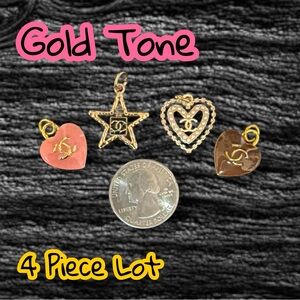 LAST ONE - Lot of 4 CC Gold Tone Zipper Pull Button Charms